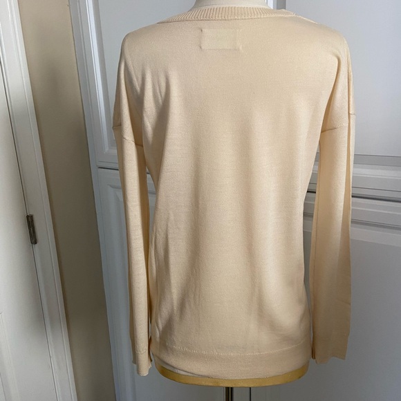 New! Zadig & Voltaire Crewneck Intarsia Heart Long sleeve sweater Ecru Med. $368 - Picture 2 of 13